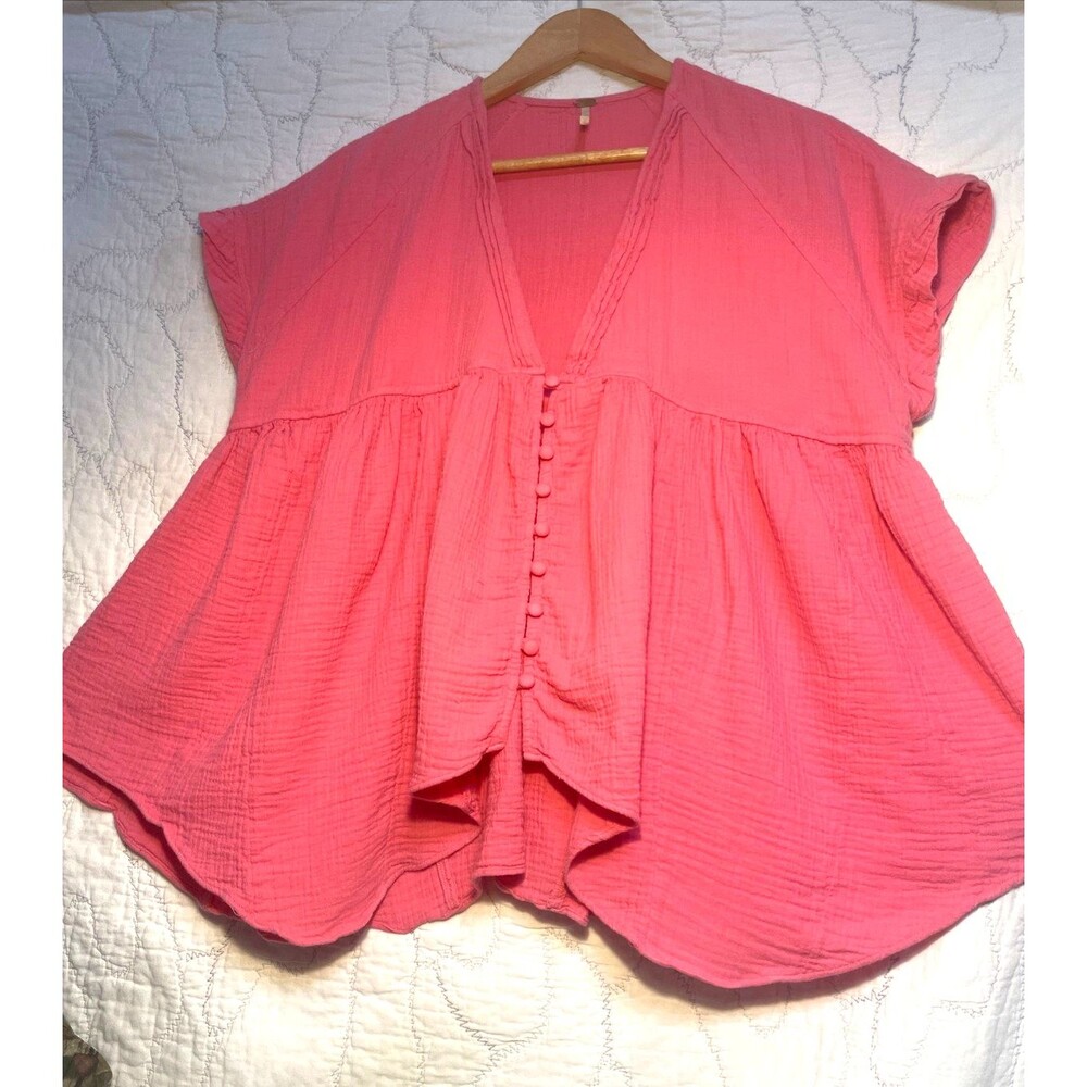Free People Women Pink Short Sleeve Blouse XS